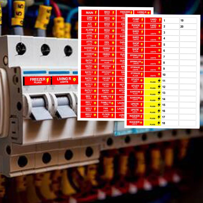 SMARSTICKER Circuit Breaker Box Label 0.5x1.5inch Electric Fuse Panel Box Identification Sticker 144pcs Plugs and Lights Circuit Breaker Label for Home Office  Electricians Catalog Load Center - Image 4